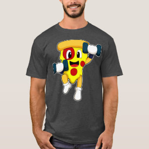 Pizza in Fitness mit Dumbells T-Shirt