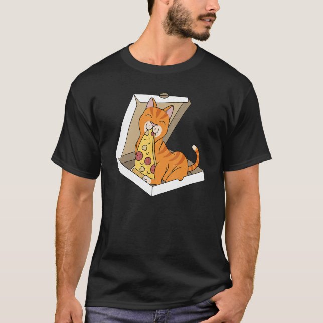 Pizza Ingwer Katze Haustier T-Shirt (Vorderseite)