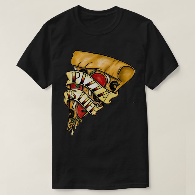 Pizza is Life Cheese Lover Feinschmecker T-Shirt (Design vorne)
