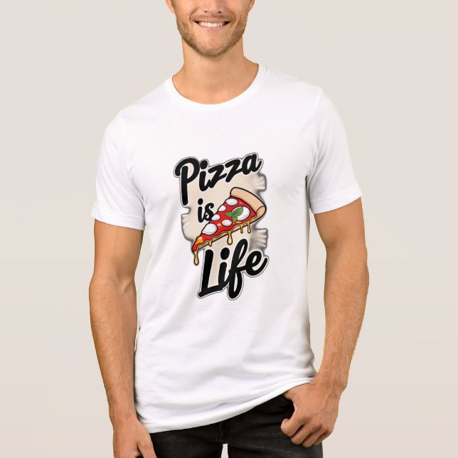 Pizza ist das Leben Tri-Blend Shirt (Vorderseite)