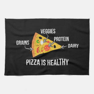 Pizza ist gesund - Carbs - Funny Novelty Fitness Geschirrtuch