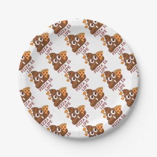 Pizza ist Leben kacken Emoji Pappteller