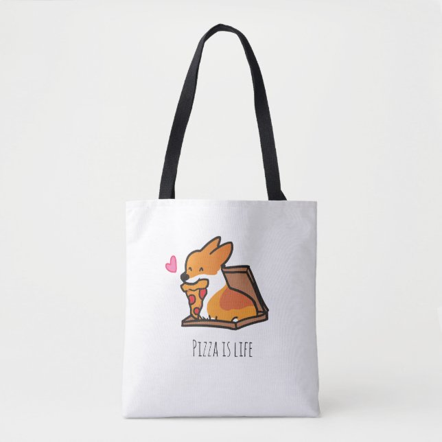 Pizza ist Lebencorgi-Tasche | CorgiThings (Vorderseite)