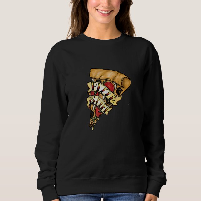 Pizza ist Life-Käse-Feinschmecker Sweatshirt (Vorderseite)