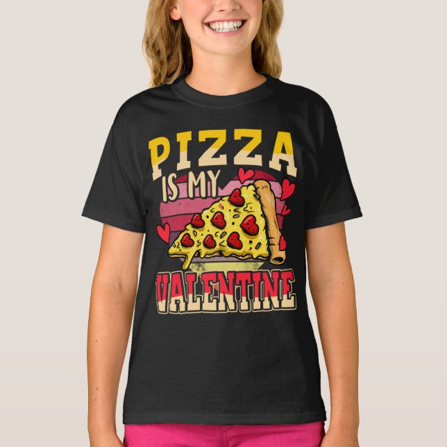 Pizza ist mein Valentiner Valentinstag Kinder T-Shirt (Vorderseite)