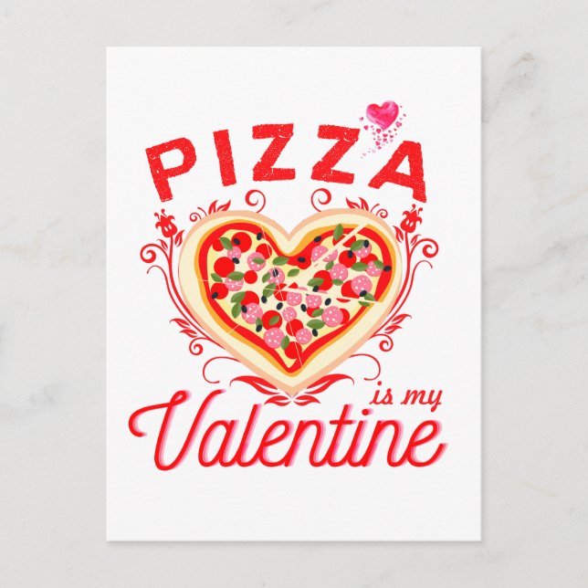 Pizza ist mein Valentiner Valentinstag Postkarte (Vorderseite)