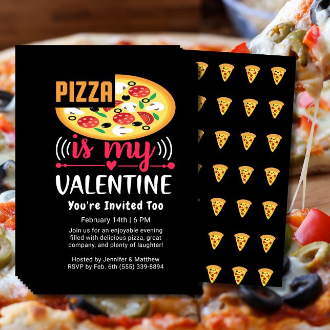 Pizza ist mein Valentinisches Party Flyer (Pizza Is My Valentine Funny Party Flyer)