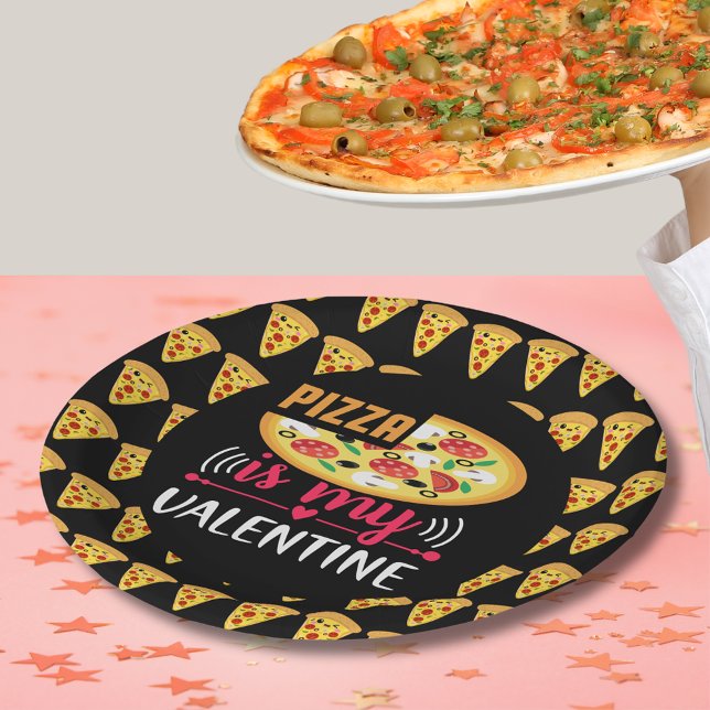 Pizza ist mein Valentinisches Party Pappteller (Pizza Is My Valentine Funny Party Paper Plates)