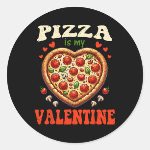 Pizza ist mein Valentinstag Lustiges Herz Liebe Mä Runder Aufkleber