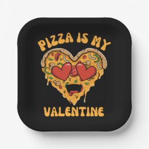 Pizza ist mein Valentinstag Pappteller
