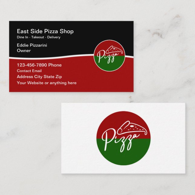 Pizza Italian Restaurant Business Card Design Visitenkarte (Vorne/Hinten)