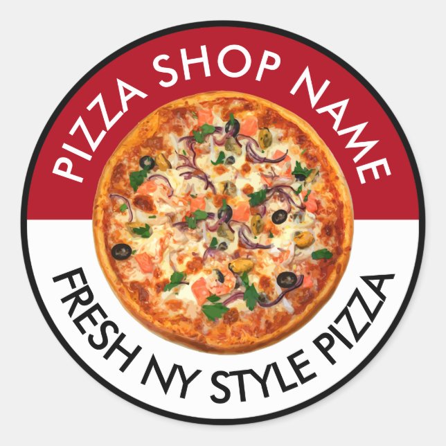 Pizza Italian Restaurant Thema Sticker Labels (Vorderseite)