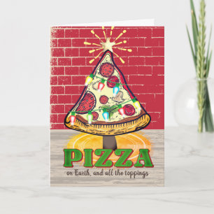 Pizza Italienisches Restaurant Catering Weihnachte Feiertagskarte