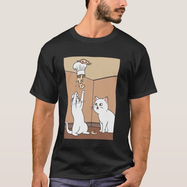 Pizza Katze Hungrig T-Shirt (Vorderseite)