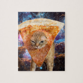 Pizza-Katze in Raum-tragender Pizza-Scheibe Puzzle
