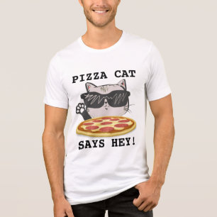PIZZA KATZE SAGT HEY! SUNGLASSES Funny T - Shirt