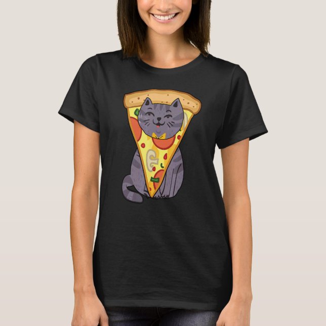 Pizza Katze T-Shirt (Vorderseite)