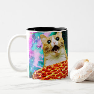 Pizza-Katze Zweifarbige Tasse