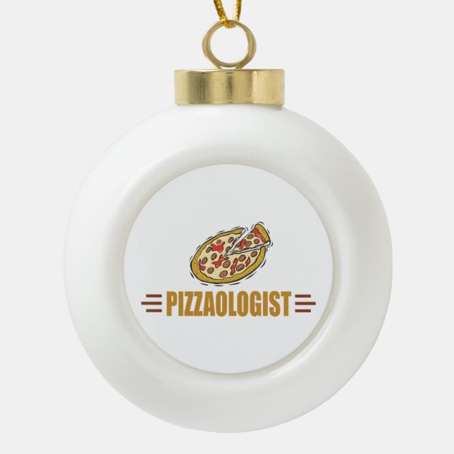 Pizza Keramik Kugel-Ornament (Vorderseite)