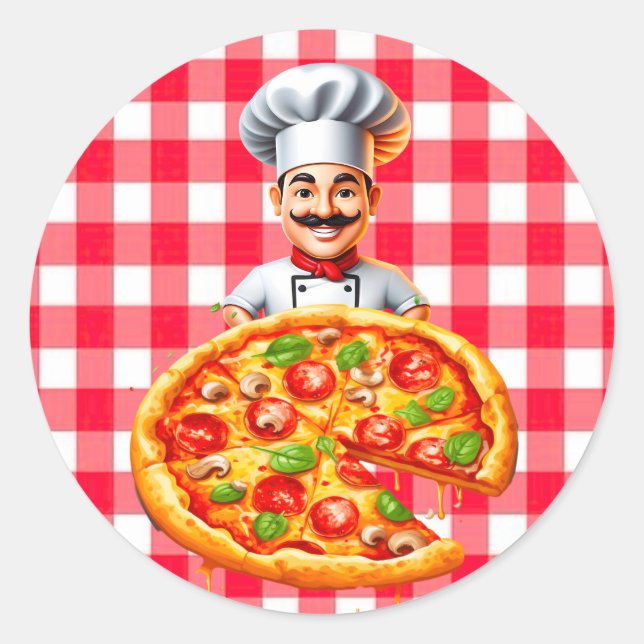 Pizza Kids-Geburtstagsparty Runder Aufkleber (Vorderseite)