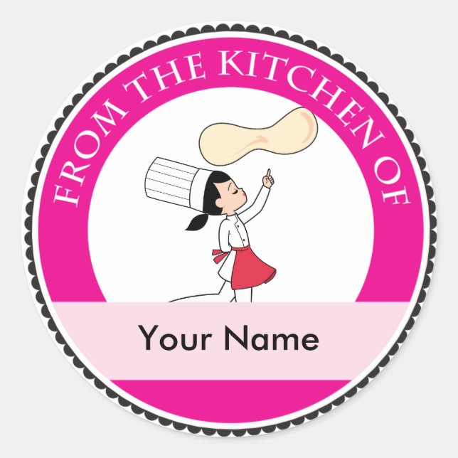 Pizza Koch Art Runder Aufkleber (Vorderseite)