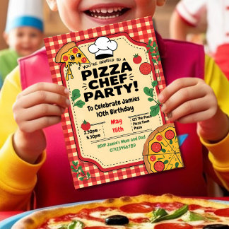 Pizza Koch Kindergeburtstag Party Einladung
