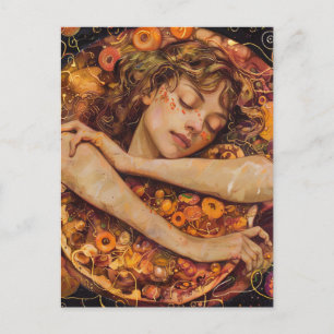 Pizza Liebe Imitats Klimt Postkarte