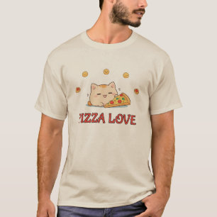 Pizza Liebe - Kawaii Katze mit Pizza T-Shirt
