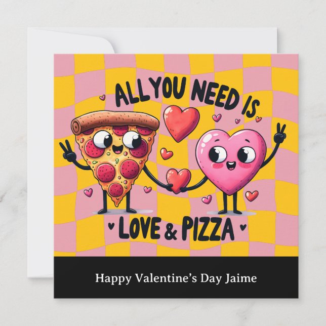 Pizza-Liebe Valentinstag Postkarte (Vorderseite)