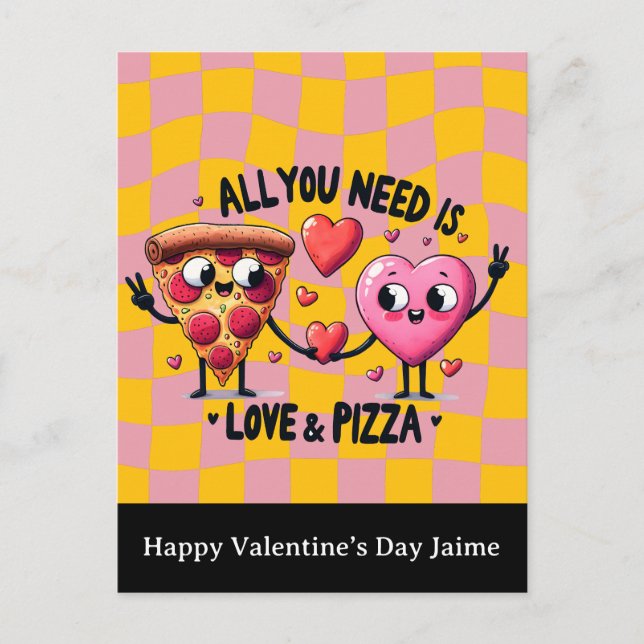 Pizza-Liebe Valentinstag Postkarte (Vorderseite)