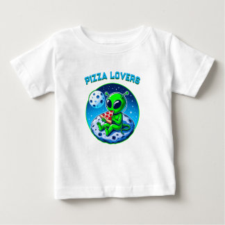 Pizza-liebende Alien auf dem Mond | Spaß kosmisch Baby T-shirt
