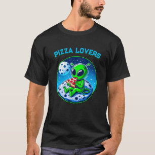 Pizza-liebende Alien auf dem Mond Spaß kosmisch T-Shirt