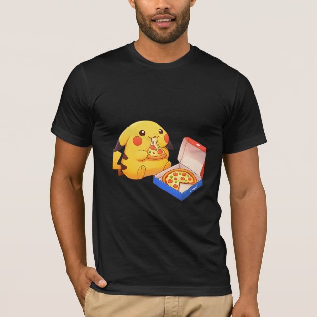 Pizza Liebhaber Pikachu  T-Shirt (Vorderseite)