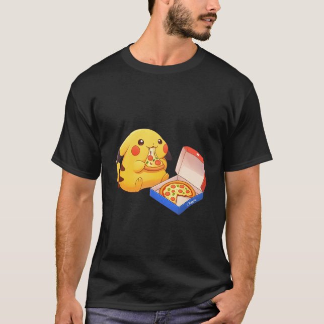 Pizza Liebhaber Pikachu  T-Shirt (Vorderseite)