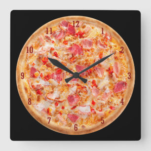 PIZZA Liebhaber Quadratische Wanduhr