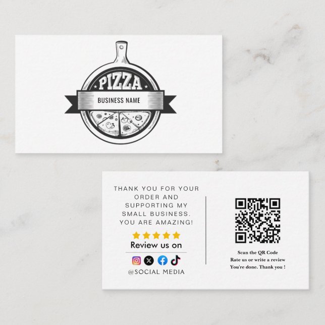 pizza LOGO QR Code Business Card Visitenkarte (Vorne/Hinten)