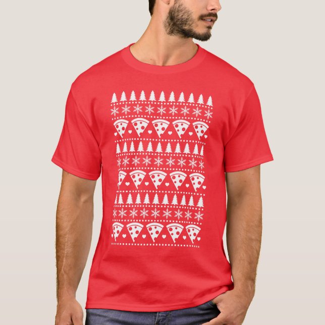 Pizza Lover Uggi Christmas Sweater Print T-Shirt (Vorderseite)