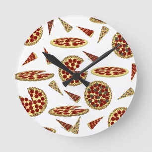 Pizza Lover's Pattern Runde Wanduhr