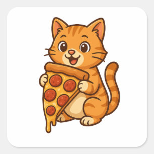 Pizza-Loving Cat Sticker - Funny Kawaii Feinschmec