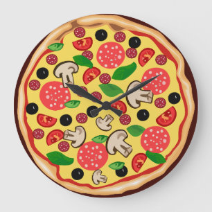 PIZZA lustiger WALL CLOCK Große Wanduhr