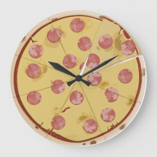 PIZZA lustiger WALL CLOCK Große Wanduhr