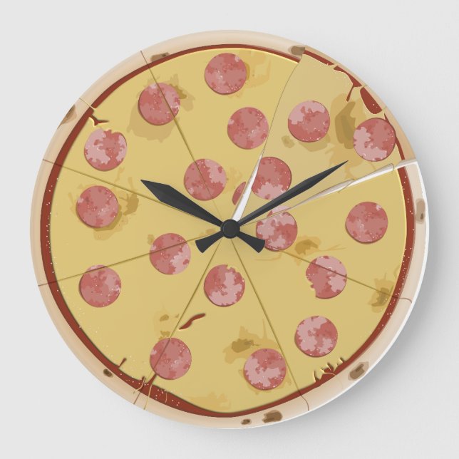PIZZA lustiger WALL CLOCK Große Wanduhr (Vorderseite)