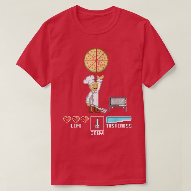 Pizza Maker Chef Piel Art Funny 8 bits Retro Game  T-Shirt (Design vorne)