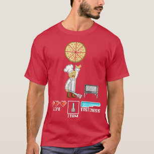 Pizza Maker Chef Piel Art Funny 8 bits Retro Game  T-Shirt