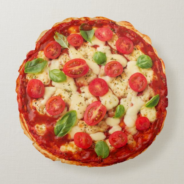 Pizza Margherita Rundes Kissen (Vorderseite)