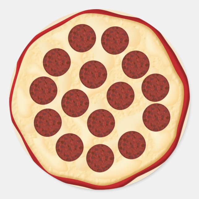 Pizza mit Pepperoni Runder Aufkleber (Vorderseite)