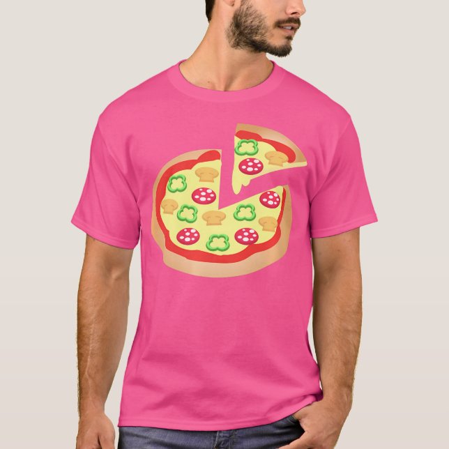 Pizza mit Pilzen Paprika Pepperoni T-Shirt (Vorderseite)