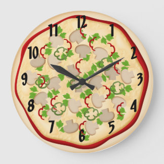 Pizza mit Pilzen und Paprikaschoten Große Wanduhr
