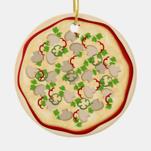 Pizza mit Pilzen und Paprikaschoten Keramik Ornament