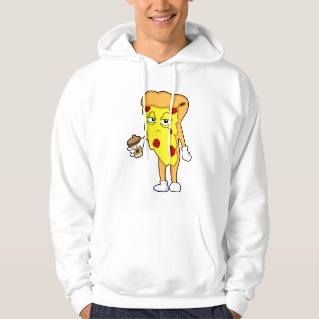 Pizza mit Salami Chee & Kaffee Hoodie (Vorderseite)